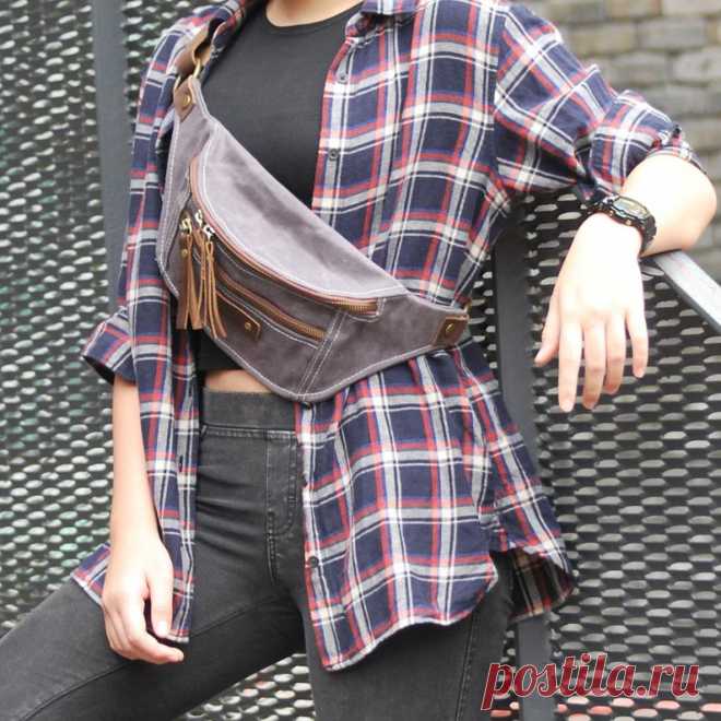 FREE SHIPPING Waxed Canvas Brown Fanny Pack Personalized | Etsy