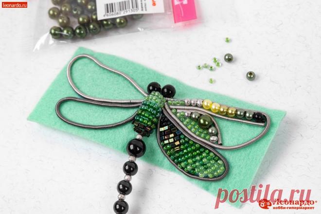 Как сделать брошь стрекозу с бисером и бусинами своими руками фото-мастер-класс от Леонардо