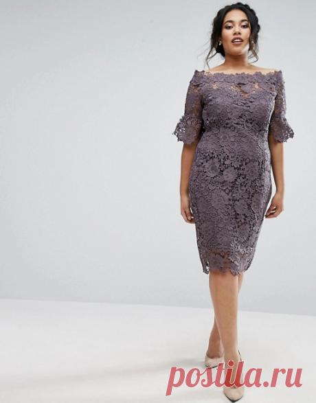 Paper Dolls Plus | Ажурное платье миди с оборками на рукавах Paper Dolls Plus