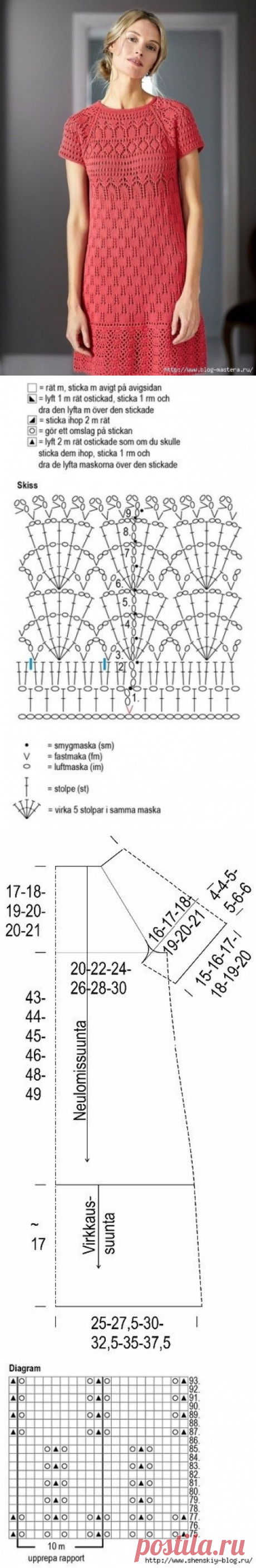 СТИЛЬНОЕ ПЛАТЬЕ С КОМБИНИРОВАННЫМИ УЗОРАМИ (Вязание спицами) — Журнал Вдохновение Рукодельницы