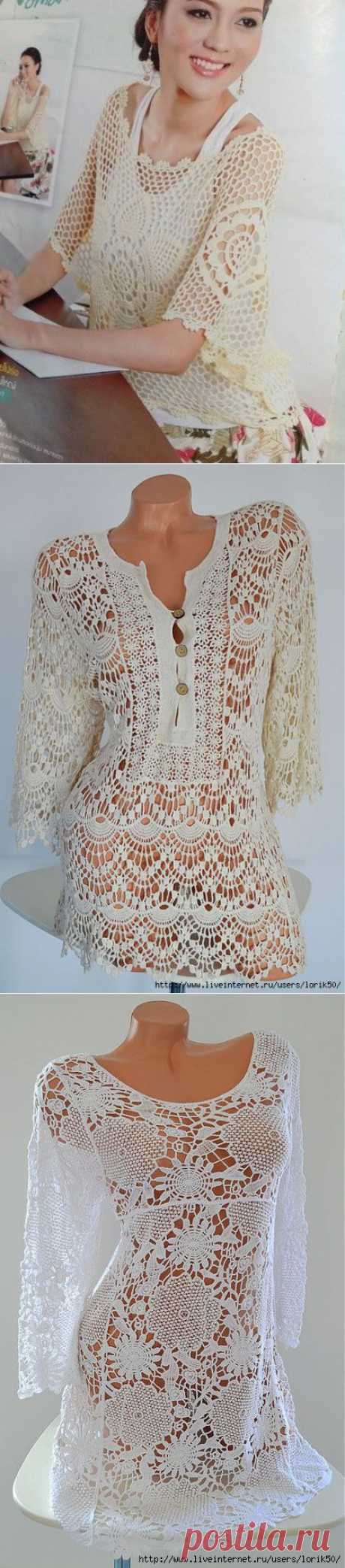 Туники крючком. Подборка.