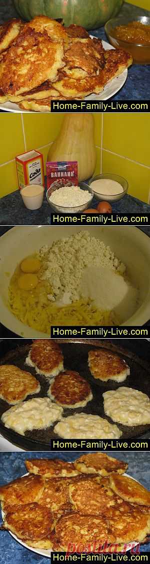 Кулинарные рецепты Оладьи из тыквы - пошаговый фоторецепт - тыквенные оладьи на завтрак