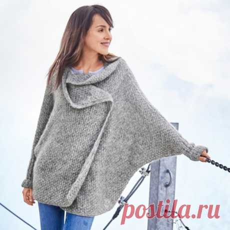 КАРДИГАН В СТИЛЕ ОВЕРСАЙЗ С ЦЕЛЬНОВЯЗАНЫМИ РУКАВАМИ (Вязание спицами) — Журнал Вдохновение Рукодельницы