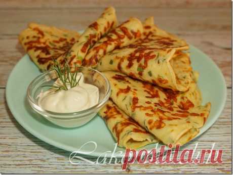 Блины с сыром и зеленью на молоке - lakomka.club