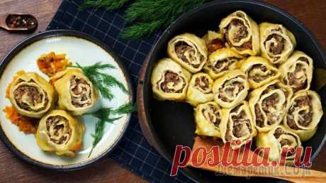 Ленивые пельмени  «Мясные розы» / Сытный ужин Ароматные, сытные, вкусные пельмени со своими тонкостями в приготовлении покорят всех без исключения! Такие пельмени готовятся на раз, два. Не надо ни чего лепить, скрутил в рулет, разрезал на кусочки...