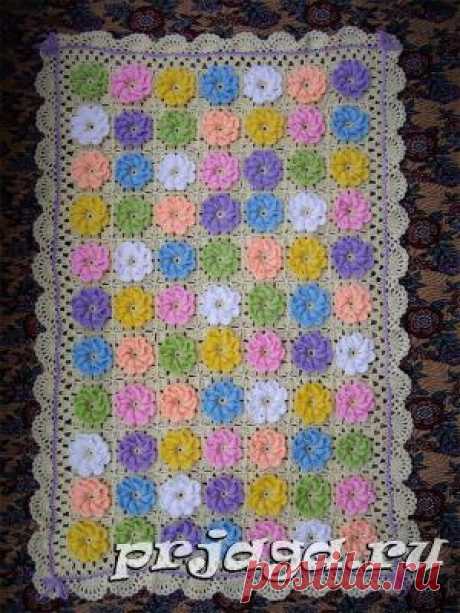 Плед «Цветочки» крючком