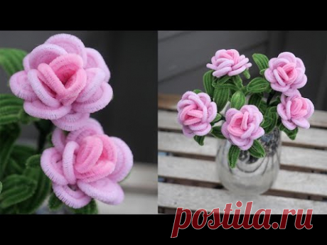 Chenille Stems rose / Розы из синельной проволоки / DIY TSVORIC