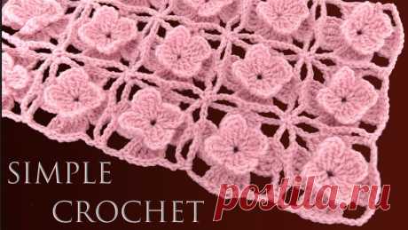 Bufanda Rosa a Crochet en Punto de flores en 3D tejido para manta en ganchillo Bufanda Rosa a Crochet en Punto de flores en 3D tejido para manta en ganchillo ; con este punto jardín de flores a crochet podemos hacer blusas tejidas con h...