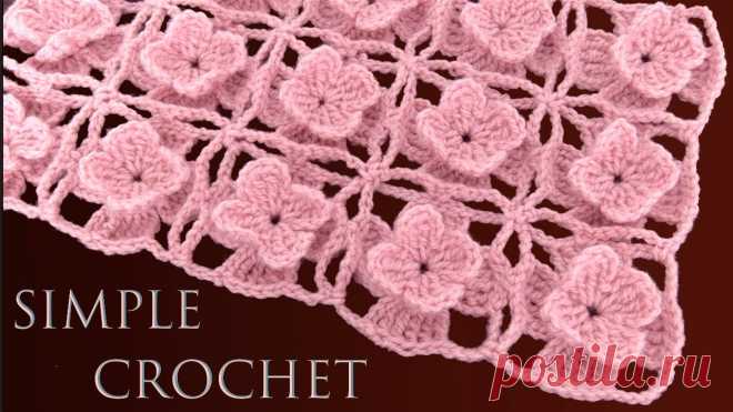 Bufanda Rosa a Crochet en Punto de flores en 3D tejido para manta en ganchillo Bufanda Rosa a Crochet en Punto de flores en 3D tejido para manta en ganchillo ; con este punto jardín de flores a crochet podemos hacer blusas tejidas con h...