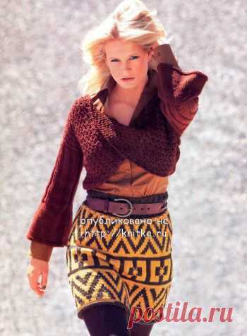 Пуловер с перекрученным передом и юбка из рубрики Вязание для женщин. Вязание спицами модели и схемы на kNITKA.ru