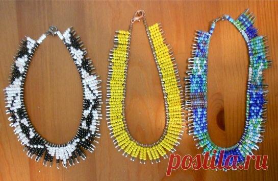 Красивое ожерелье из булавок и бисера | Идеи рукоделия | Яндекс Дзен