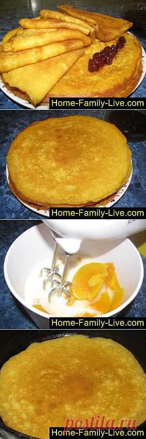 Кулинарные рецепты Тыквенные блинчики - пошаговый фоторецепт - блины из тыквы