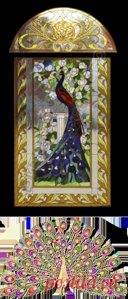 Павлины. Роспись по стеклу, витражи, тиффани. Шаблоны и идеи - 3