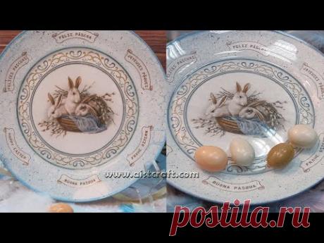 МК Обратный декупаж Тарелки Пасхальная декорация