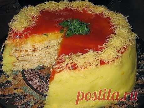 Закусочный торт из куриного фарша.