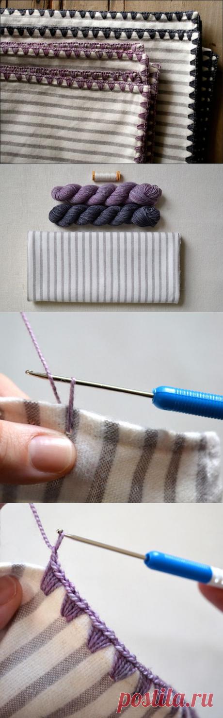 Как обвязать ткань пряжей (МК).