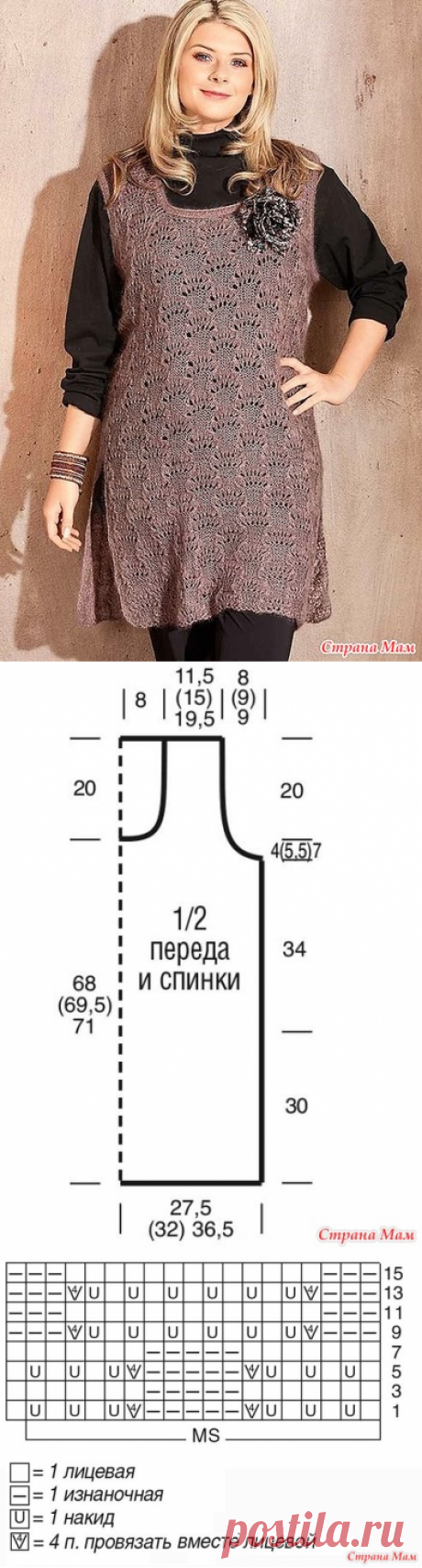 Ажурная туника средней длины. Спицы. - ВЯЗАНАЯ МОДА+ ДЛЯ НЕМОДЕЛЬНЫХ ДАМ - Страна Мам