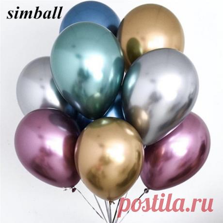 10 шт. 12 дюймов Новый глянцевый металлический жемчуг латексные шары толщиной хром металлик цвета надувные Air шары шаровые День Рождения Декор купить на AliExpress