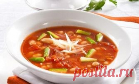 Томатный суп с белой фасолью, цуккини и сыром. Рецепт