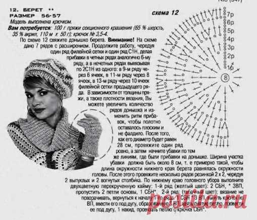 Перчатки и берет крючком » Сайт "Ручками" - делаем вещи своими руками