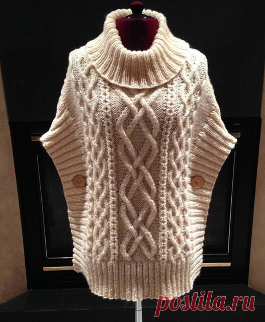 Два роскошных пончо спицами + ажурный кардиган. Описание, схемы. | Вязаный Смак | Яндекс Дзен
