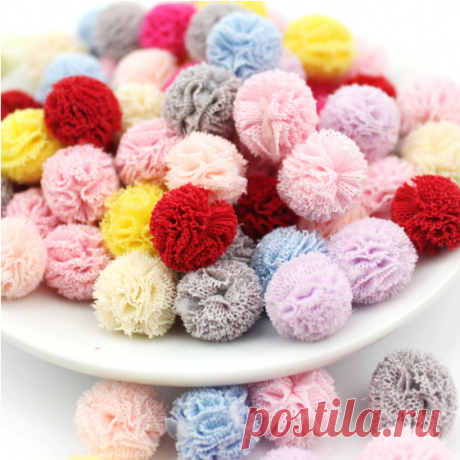 Помпоны 1,5 см 100 шт, 10 цветов + микс