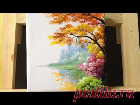 How to paint trees and bushes in acrylics  part 2 - YouTube