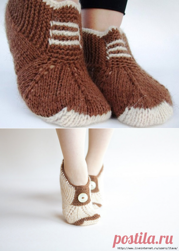 Тапочки от Etsy спицами