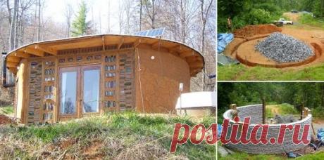Дом из мешков с землей круглой формы