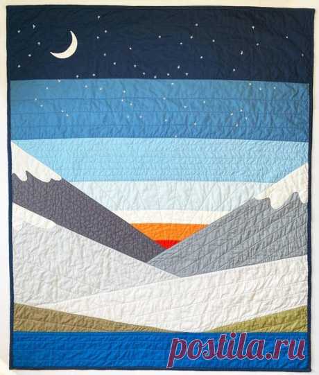 SkyClad Quilts - Nina Dodge on Instagram: “Somewhere high and cold out West ✨🌙🗻. One of three commissions I just finished. . . . . . . . #quilting #handmadeart #makersgonnamake…”