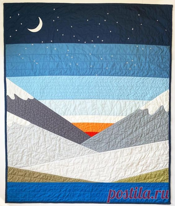 SkyClad Quilts - Nina Dodge on Instagram: “Somewhere high and cold out West ✨🌙🗻. One of three commissions I just finished. . . . . . . . #quilting #handmadeart #makersgonnamake…”