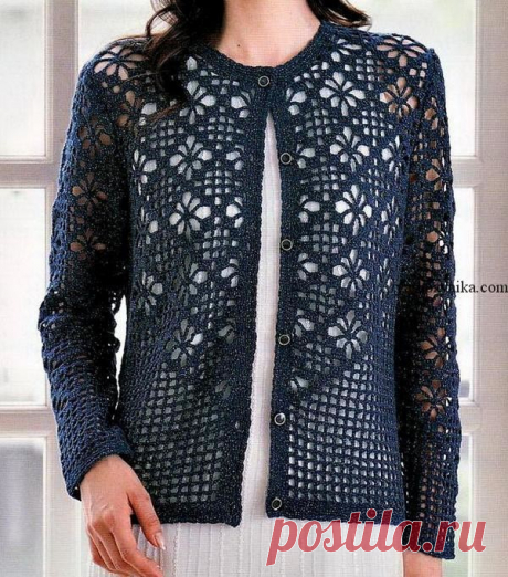 Жакет узором паучки крючком.Как вязать https://ya-hozyaika.com/vyazanie-kryuchkom/zhaket-bolero/zhaket-uzorom-pauchki-2/