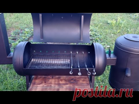 Мангал из баллона - КОПТИЛЬНЯ 7в1  своими руками. Коптильня из газового баллона. Печь для казана.