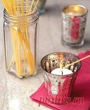 Как зажечь романтические свечи в глубоких подсвечниках, не обжигая пальцы? Ответ прост — спагетти!