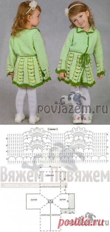 Ажурный кардиган для девочки крючком