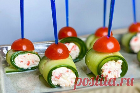 Канапе с огурцом и творожным сыром