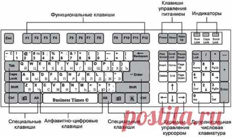 Список основных значений функциональных клавиш F1-F12 в операционной системе Windows.