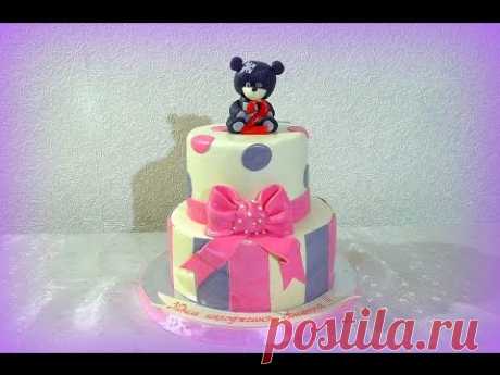 Двухъярусный торт из мастики сборка и украшение Детские торты The two-storey cake mastic