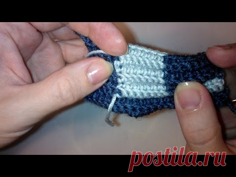 Смена цвета пряжи Резинка крючком