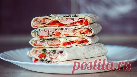 Трехэтажный бутерброд в лаваше - Простые рецепты Овкусе.ру