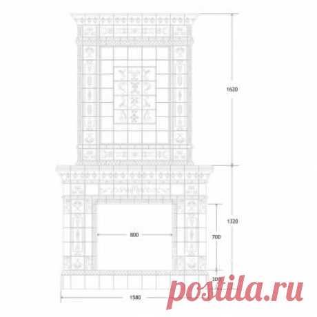 Каминная облицовка "ЛОРД" в белой глазури с патиной Олива