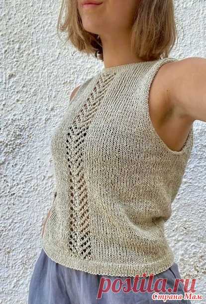 Летний топ с ажурной полосой Yoreum. Дизайн от AEGYOKNIT. Спицы. - ВЯЗАНАЯ МОДА+ ДЛЯ НЕМОДЕЛЬНЫХ ДАМ - Страна Мам