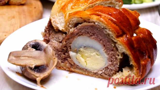 Пирог с мясом «Грибное лукошко»: настоящая праздничная выпечка