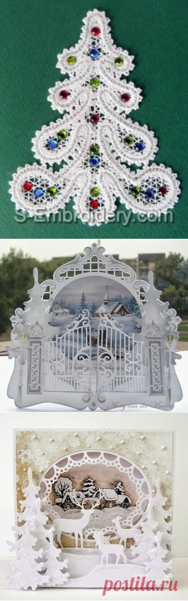 Новогодние открытки с ажурными элементами - Домашний hand-made