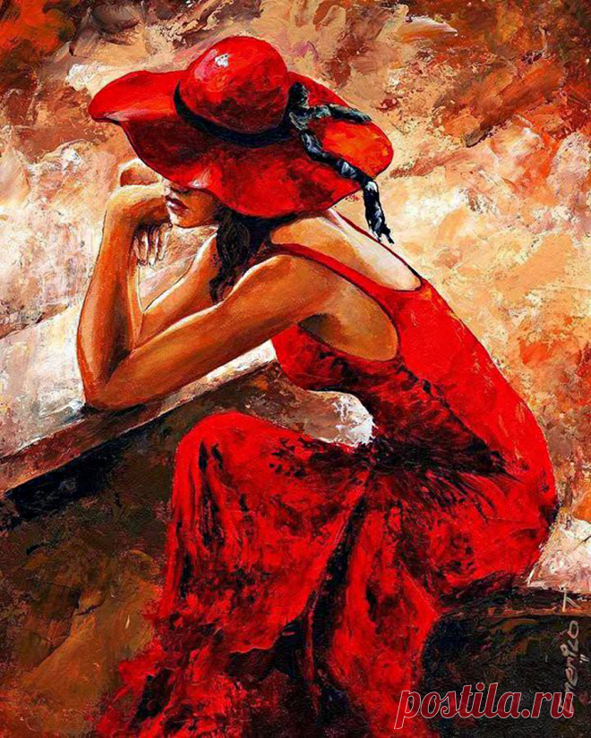 Леди в красном \художник Emerico Imre Toth