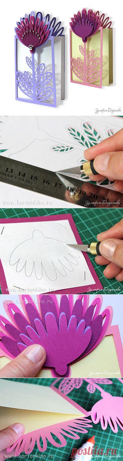 Схемы Зульфии Дадашовой: резная открытка "Цветок" | КАРТОНКИНО.ru