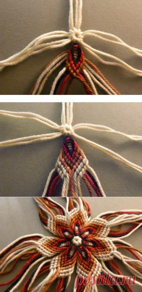 Цветок из пряжи — Сделай сам, идеи для творчества - DIY Ideas