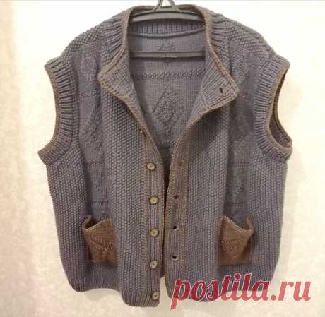 Большому мужчине — большая вещь. Связала жилет свёкру | Paradosik_Handmade | Яндекс Дзен
