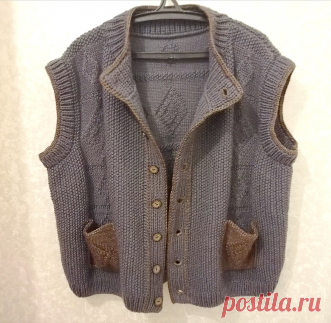 Большому мужчине — большая вещь. Связала жилет свёкру | Paradosik_Handmade | Яндекс Дзен