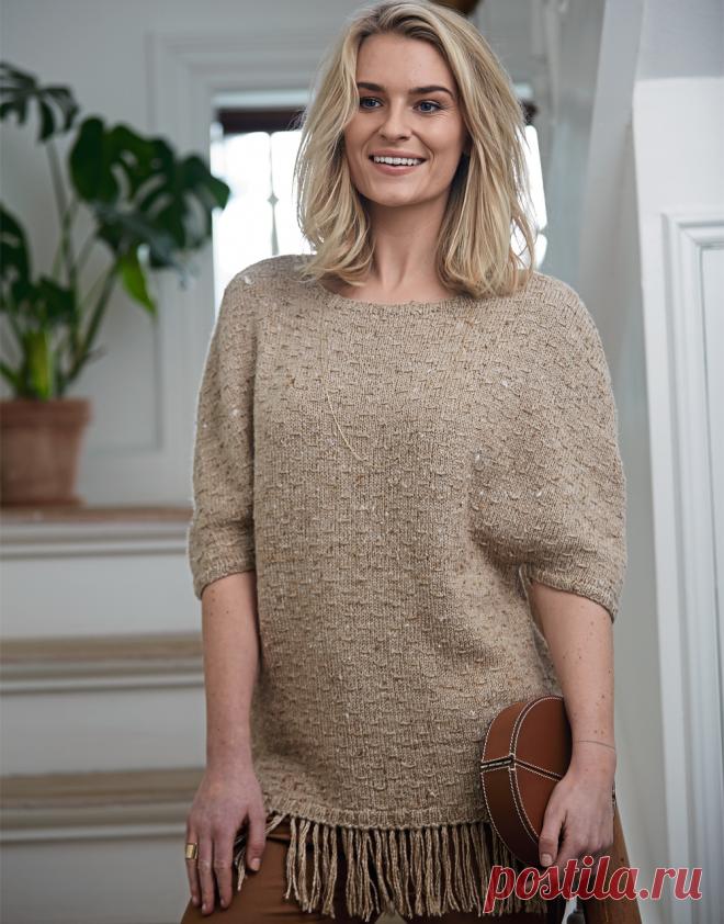 Джемпер-пончо с бахромой - схема вязания спицами. Вяжем Джемперы на Verena.ru